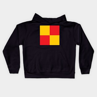 Watford Yellow and Red Checkered Fan Flag Kids Hoodie